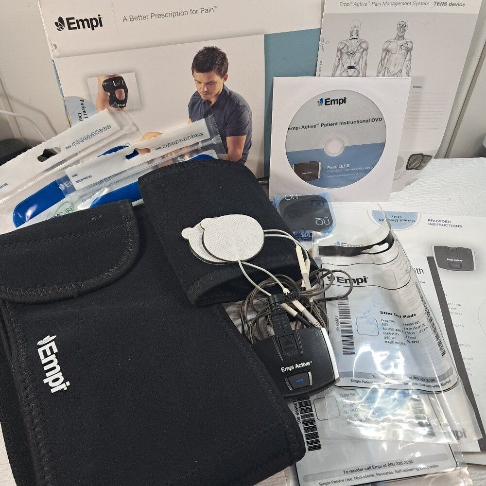 Empi Active‎ Tens Device Lower Back & knee wraps DVD stim pads electrodes READ